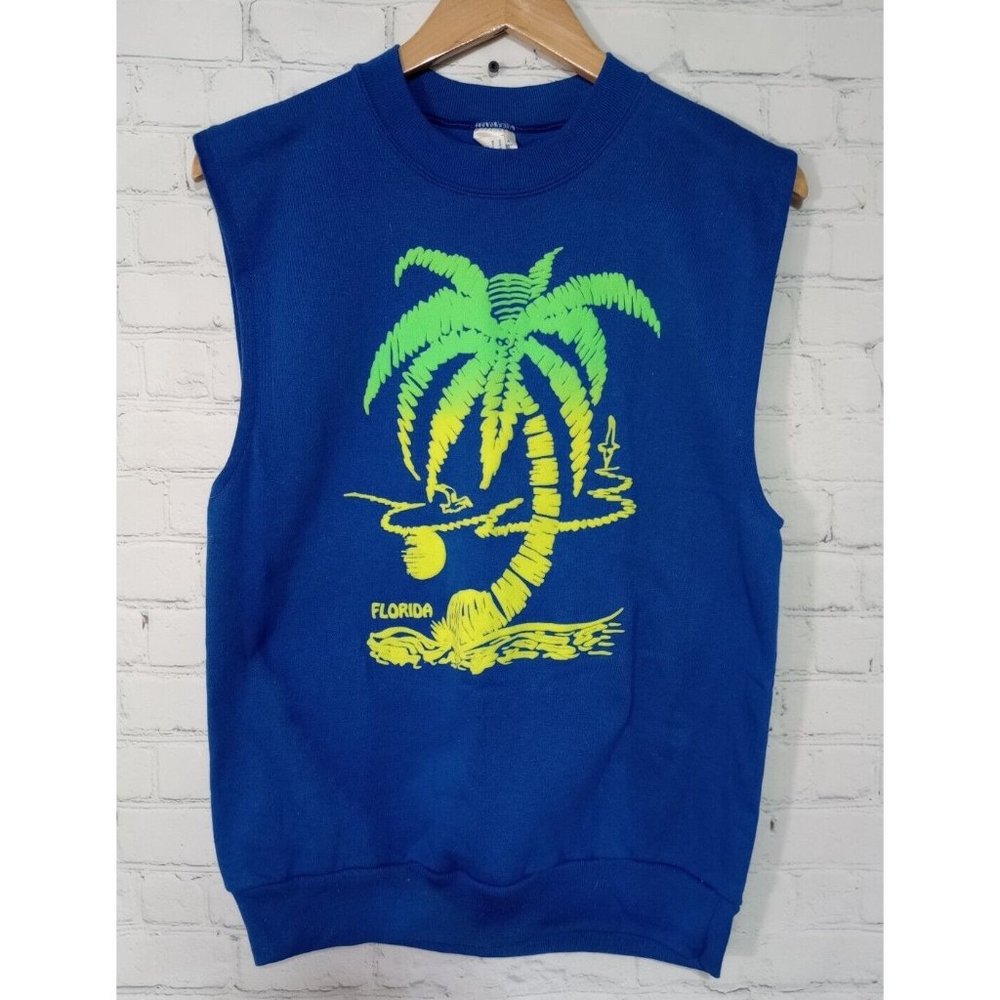 Blue Palm Graphic Tank Top